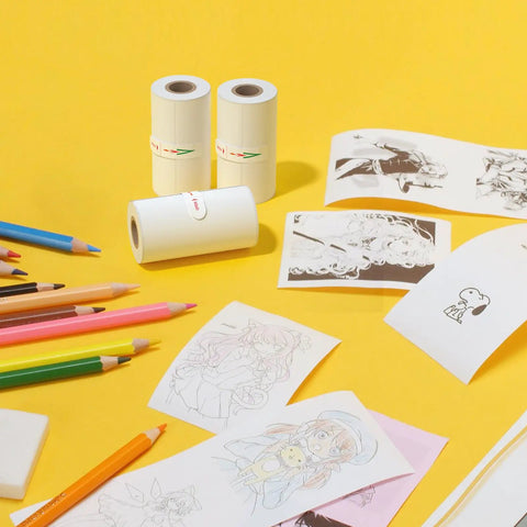 Thermal Sticker Paper Rolls 57x29mm 3.5m Roll Compatible With S1 S2 M02 T02 Printers For Instant Cameras And Label Printers Refill For Kids Pocket Printer And Mini Photo Printer Labels For Photos And To Do Lists, white rolls and printed sheets