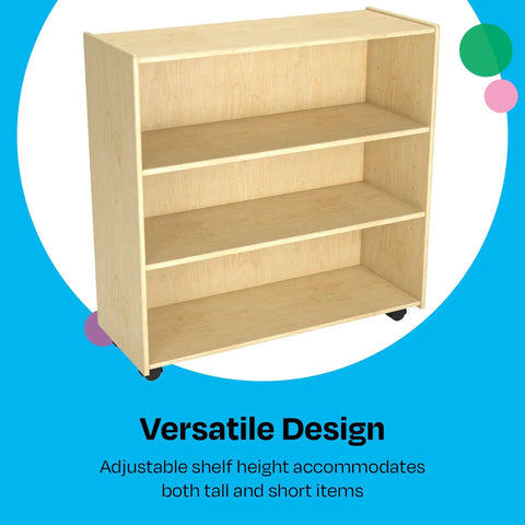 Slick Rolling Storage Rack With Adjustable Shelves And Heavy Duty Locking Casters, 36h x 35.75w x 14.25d inches, versatile design.