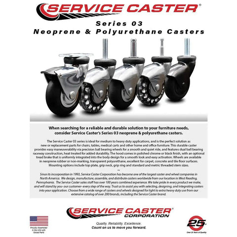 3 Inch Heavy Duty Polyurethane Caster Wheels With Bright Chrome Hood for smooth rolling on furniture carts and rolling rigs.