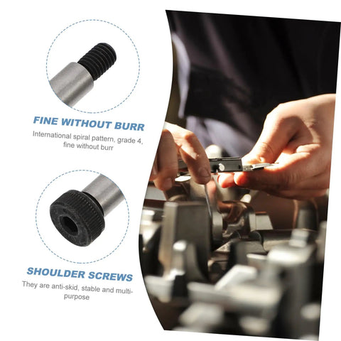 Close-up of Shoulder Screws Set Six Piece Heavy Duty Plow Bolts And Nuts Kit for precision DIY projects.