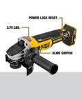 Powerhouse 20V Max XR Cordless Angle Grinder With Kickback Brake And Slide Switch, 4-1/2 Inch Disc, tool-only, side handle visible.