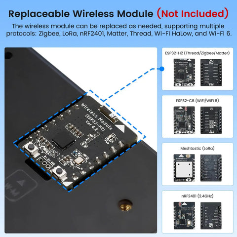 7 Inch ESP32 Display With 800 By 480 IPS HMI AI Touch Screen In Acrylic Case WiFi 2.4GHz Bluetooth 5.0 Dual Core LX7 Up To 240MHz 16M Flash 8M PSRAM 512KB SRAM AI Speech Interaction, wireless module