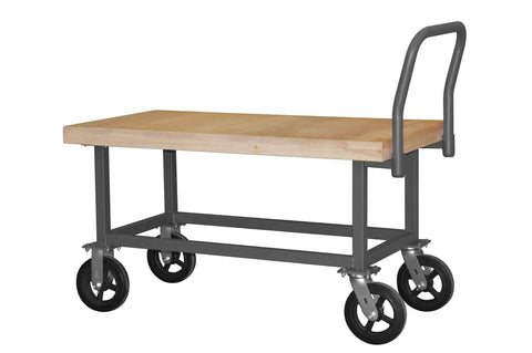 14 Gauge Steel Platform Hand Truck With Smooth Rolling Rubber Casters Spacious 30 By 63 Inch Deck Heavy Duty Utility Cart side view