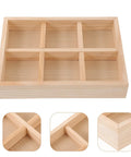 Six Compartment Pine Wood Jewelry Tray, Rustic Desktop Catch All For Rings And Necklaces, Chic Divided Organizer with six deep bins.