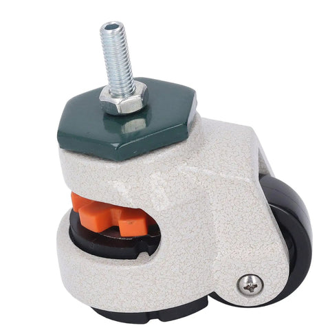 Heavy Duty Stem Caster With Swivel And Adjustable Leveling Plate, Tough As Nails 880 Pound Load Capacity For Furniture And Workshop Equipment, Legit Smooth Nylon Rollers That Glide Like Butter, detailed view of caster with hex nut.