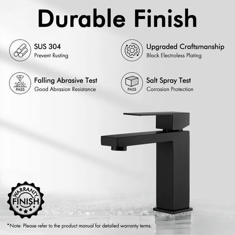 Matte Black Single Hole Bathroom Faucet For Modern Vanity Stainless Steel Lead Free 18 8 NSF And cUPC Certified