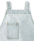 Close-up of Denim Tool Shop Apron For Hairstylists With Five Pockets, adjustable from S to M, light blue painted denim