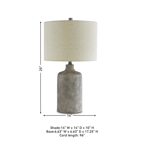 Modern 25 Inch Ceramic Table Lamp With Natural Stone Finish For Living Room Vibe, 3 Way Switch, Durable Ceramic Base, Soft Fabric Shade