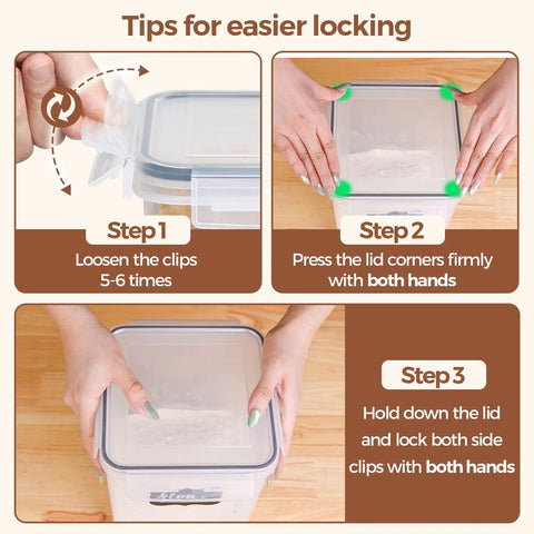 Tips for locking Flour And Sugar Storage Containers Set Of 3 Large Airtight Plastic Canisters With Lids