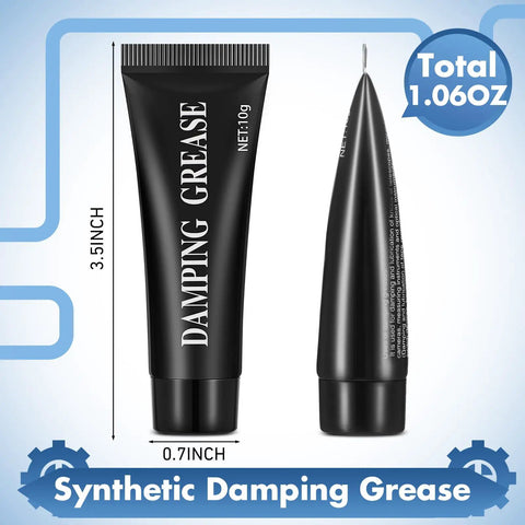 3 Pack 10g Synthetic Damping Grease For Washer Dampers, Heavy-Duty High-Performance Lubricant With Superior Adhesion And Stable Viscosity, Keeps Washing Machine Dampers Quiet, Smooth, And Long-Lasting. Black 10g tube, side and front view, 3.5 inch tall