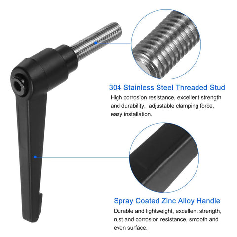2 Pcs 304 Stainless Steel M10 X 30Mm Quick Release Clamping Lever Handles with threaded stud and handle detail.