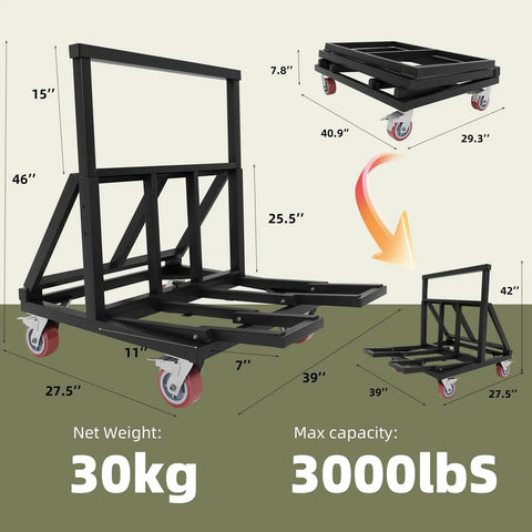 Badass Heavy Duty Drywall Cart And Folding Panel Dolly With 3000 Pound Load Capacity for easy transportation of materials.