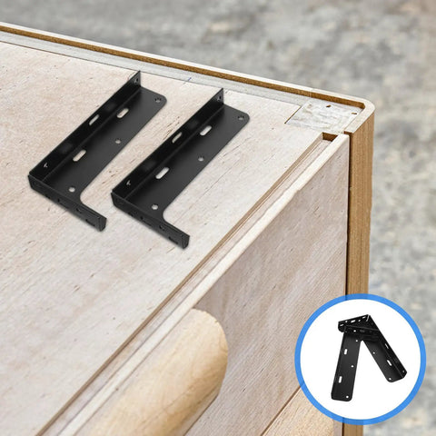Heavy Duty Invisible Wall Mounted Cabinet Brackets Black Steel L Shaped Floating Shelf Supports For Bathroom And Commercial Spaces 2 Pack