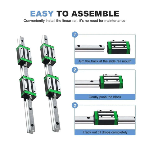 Get High Precision Linear Guide Rail Kit With 2pcs HGR20 Rails And 4pcs HGH20CA Bearing Blocks For Smooth 3D Printer Or CNC Machining Action And Zero Stick Slip, assembly guide
