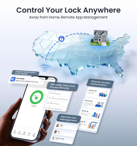 Lightning Fast Built In Wifi Smart Lock With Instant Fingerprint Access And Remote App Control Keyless Deadbolt managing lock via smartphone.