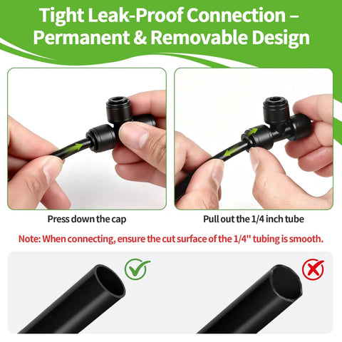 Demonstration of Complete 45 Piece Quick Connect Drip Irrigation Fittings Kit For One Quarter Inch Tubing Installation Process