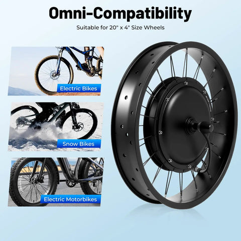 Beast 48V 1000W Front Wheel Electric Bike Conversion Kit With 20 Inch Fat Tire, Hub Motor, Snow Bikes and Motorbikes