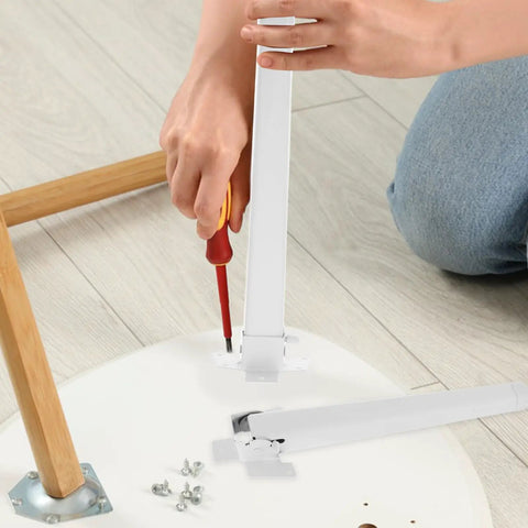 Installing Four Pack Portable White Plastic Table Legs With Easy Install Adjustable Height Replacement Legs For Desks Workstations