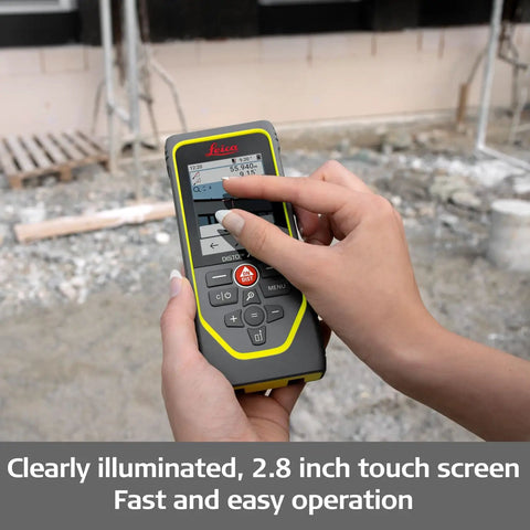 DISTO X6 P2P Laser Range Finder Kit With 800 Ft Reach Point To Point Measuring Bluetooth Data Transfer Outdoor Camera Viewfinder 4X Zoom, 2.8-inch touch screen in hand