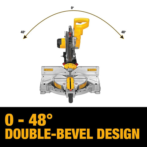 12 Inch Miter Saw With Double Bevel And Compound Cutline 15 Amp Power XPS Cutline Illumination Stainless Steel Detent Plate With 14 Positive Stops Tall Sliding Fences For Crown Molding And Base Molding