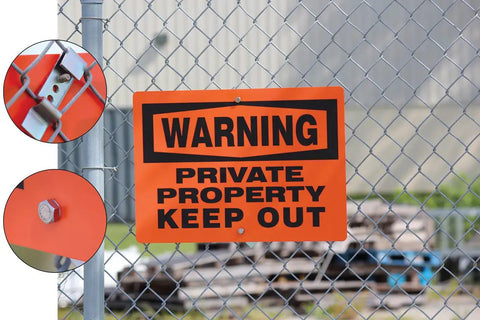 Heavy Duty Chain Link Fence Sign Mounting Bracket With Stainless Steel Bolt And Nylon Washer Includes 3/8 Inch Sign Mounting Holes