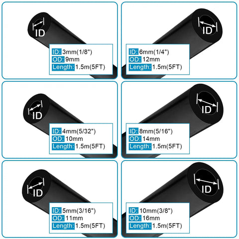 High Performance Automotive Silicone Vacuum Tubing Hose Line Kit With 115 Nylon Connectors And 6 Lengths For Engine Bay Air Water Transport Build, black silicone hose sizes 3mm to 10mm