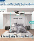52 Inch Flush Mount Ceiling Fan With Light And Remote Low Profile Black Fan For Bedroom Or Farmhouse Keeps Your Room Cool