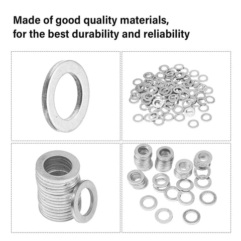 100 Pack Aluminum Oil Drain Plug Washer Set, 14mm Crush Washers Replacement for Honda OEM 94109 14000 Civic Part displayed in various angles