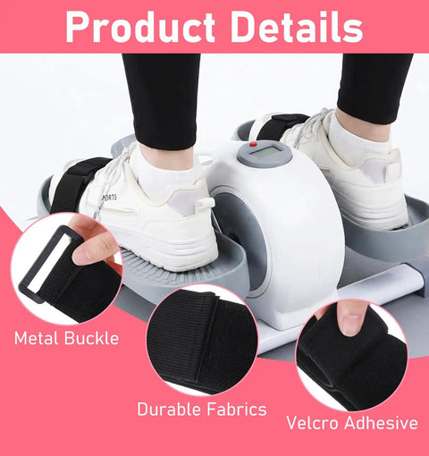 Two Pack Bike Pedal Straps For Stable Foot Retention Adjustable Leg Straps For Elliptical And Electric Pedal Machines Secure Fit To Reduce Slippage Ideal Senior Home Gym Accessory For Daily Cardio And Rehab Workouts shown with metal buckle and velcro adhesive on equipment