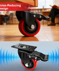 Tough As Nails 3 Inch Heavy Duty Caster Wheels With Dual Swivel Brakes Set Of 2 Polyurethane Silent Rollers zoomed view of a wheel showcasing noise-reducing design.