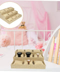 9 Slot Watch Tray Linen Storage Organizer With Cushioned Dividers Jewelry Display Plate Secures Watches Rings And Earrings While Keeping Your Stash Sharp on a dresser.