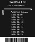 Stainless Hex Key Set With L Keys And Hex Plus Tips, 9 Piece Allen Wrench Kit, Rust-Resistant Stainless Steel details and sizes