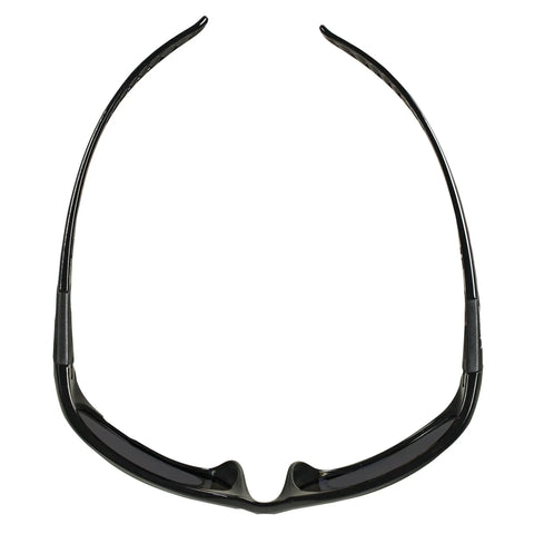Top view of V40 Hellraiser Safety Eyewear with sunglass style frame and lightweight flexible design, showing Flexpoint temples.