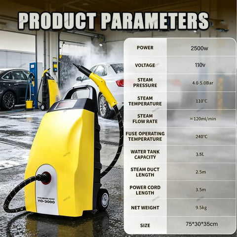 Jintvo Industrial Steam Cleaner With 110 Degrees High Temp And 3.5L Tank, Professional Steam Washing Machine for cleaning cars.