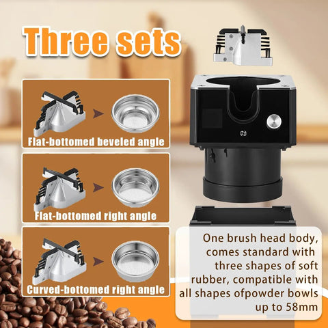 Game Changer Electric Portafilter Cleaner And Espresso Puck Vacuum for three interchangeable brush heads and compatible powder bowls.