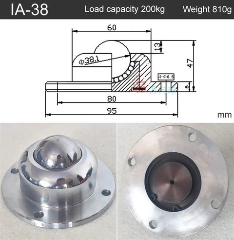 Heavy Duty Precision Universal Ball Bearing Casters And Smooth Rolling Nylon Stem Wheels For Any Furniture or Gear Setup. IA-38 model with 200kg load capacity.