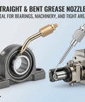 Grease Gun Needle Tip Kit 7 Piece Set Heavy Duty Pro Grade with bent and straight adapters for machinery lubrication.