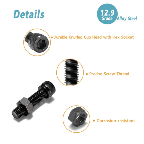 All In One M3 Hardware Kit 400Pcs Button Head Socket Cap Screws Bolts Nuts Set With 1 Hex Wrench, 304 Stainless Steel, detailed view