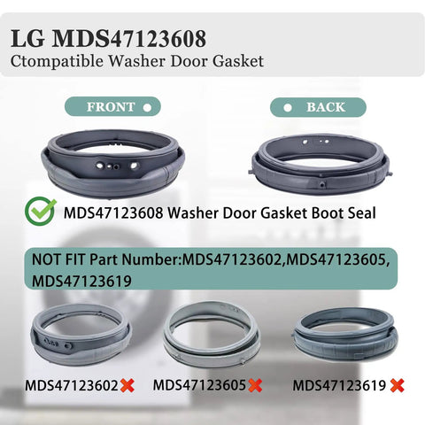 Washer Door Boot Seal Replacement For LG And Kenmore Fits WM8100HVA WM8000HVA WM4070HVA WM4270HVA And More Top Notch Gasket With Same Quality As AP5668418 PS6448330 3 Year Warranty, MDS47123608 front and back rubber gasket