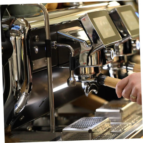 Close-up of espresso machine with Heat Sleeve For Steam Pipe Rubber Cover For Espresso Machine Insulation Kit installed.