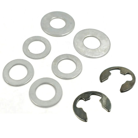 Washers and clips from Heavy Duty Front Wheel Bearing Replacement Kit With Four Bushings Two 121748X Two 121749X Thrust Washers And Clips