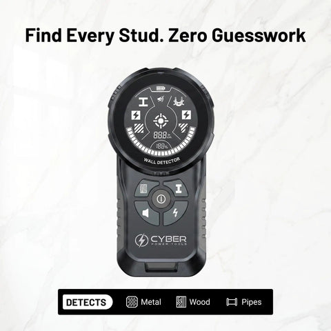 No Sweat Heavy Duty Multi Mode Stud Finder And Wall Scanner showing bright digital display for wood and metal detection.
