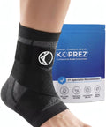 Plantar Fasciitis Relief Ankle Compression Sleeve For Women And Men on foot with box in background