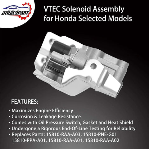 Honda VTEC Solenoid Spool Valve Assembly With Oil Pressure Switch And Gasket For Accord CRV Civic Si Element RSX 2.4L L4 Direct Fit Replacement