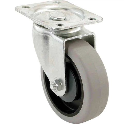Smooth Rolling Heavy Duty Swivel Plate Caster With Waterproof Thermoplastic Rubber Wheels And A Dang Solid Plate Mount Delivering Two Hundred Fifty Pounds Of Capacity Built Tough For Daily Hauling, showing a 4 inch TPR wheel.
