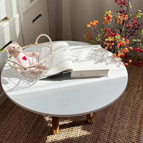 Heavy Duty Wooden Lazy Susan Rotating Dining Table Turntable Large Round Serving Platform For Kitchen And Restaurant Buffet Smooth Hand Polished Surface with teddy bear and book on white surface.