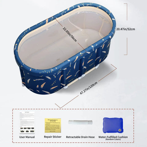 Portable Foldable Freestanding Bathtub for Adults and Kids Indoor Outdoor Spa Bath Japanese Style Soaking Tub 47 Inch Blue with accessories