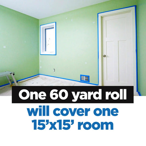 Painter's Tape 1.88 Inch By 60 Yard Multi Surface used on green wall and trim for sharp paint lines