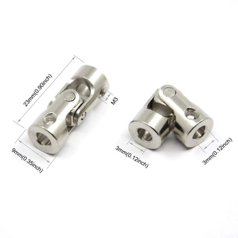 4 Pcs 3mm To 3mm Universal Joint Shaft Couplings With Screws For Motor, 45 Steel, Electroplated And Wear Resistant