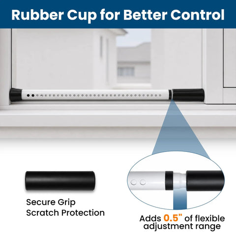 Rubber ends of the 2 Pack Heavy Duty Adjustable Security Bar For Sliding Doors And Windows for better grip and control.